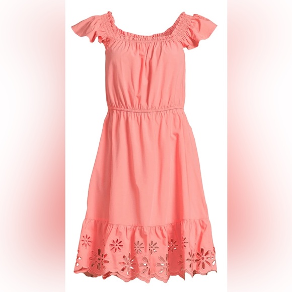 Time and Tru Dresses & Skirts - Time and Tru Square Neck Eyelet Trim Mini Dress Size Large